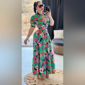 Floral Green Maxi Dress